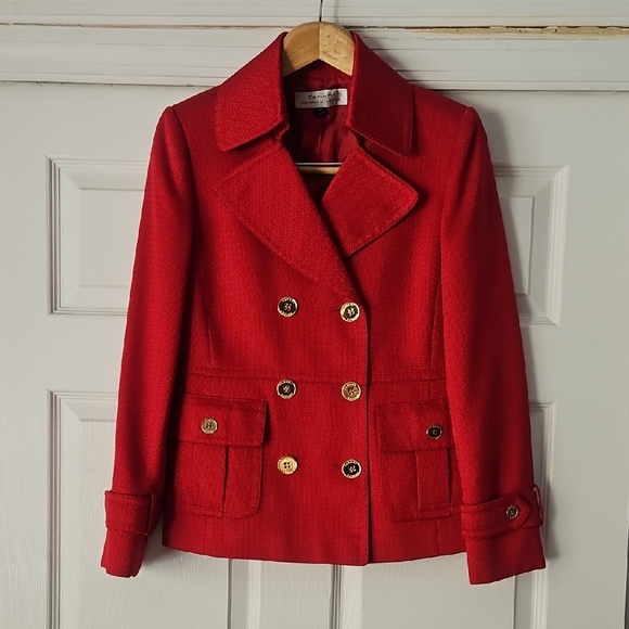 Tahari Jackets & Blazers - Women's Red Double-Breasted Jacket